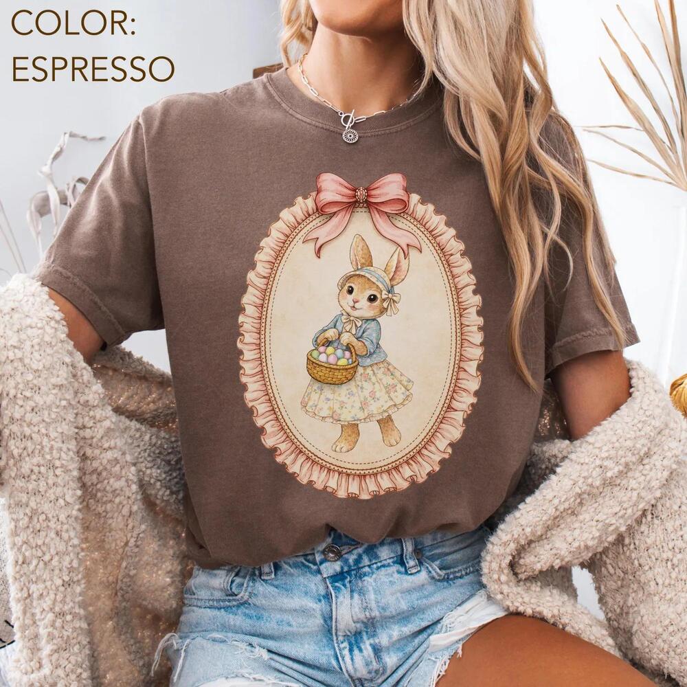 Easter Bunny Shirt Sa?, Cottagecore Rabbit Graphic Tee, Retro